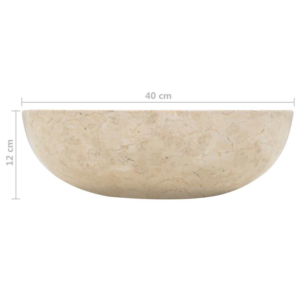 håndvask 40 x 12 cm marmor cremefarvet