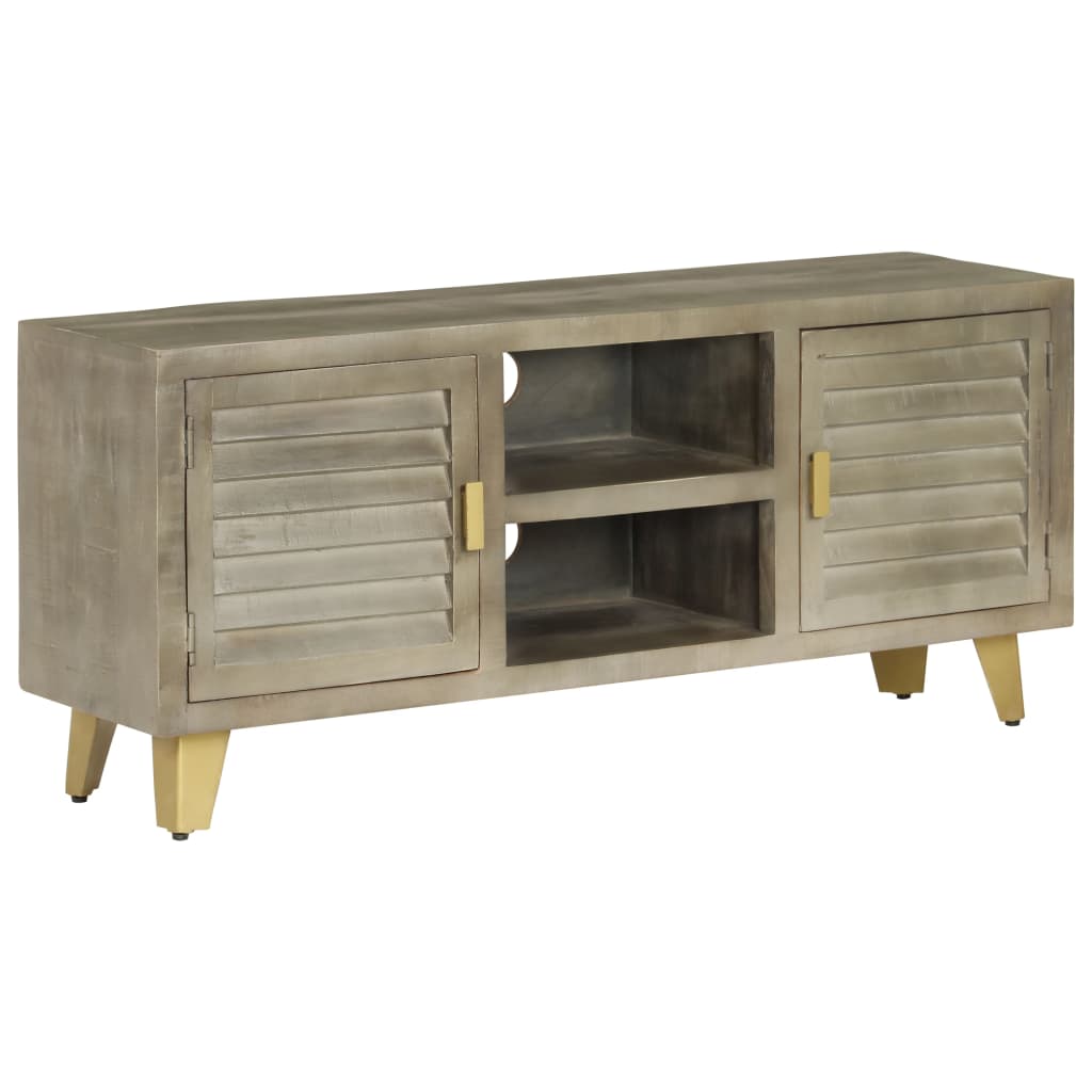 tv-skab massivt mangotræ med messing 110 x 30 x 48 cm grå