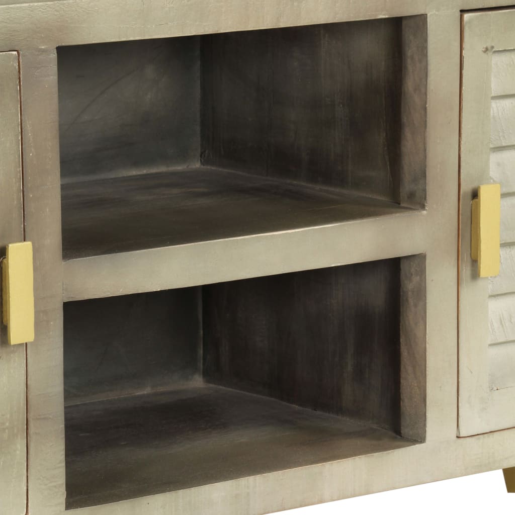 tv-skab massivt mangotræ med messing 110 x 30 x 48 cm grå