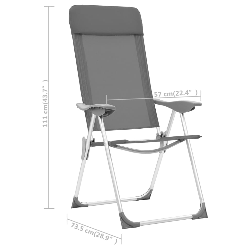 foldbare campingstole 4 stk. aluminium grå