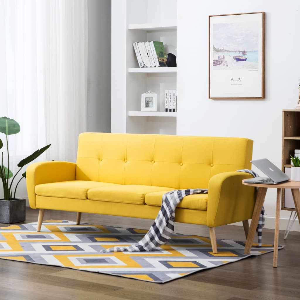 3-personers sofa i stof gul