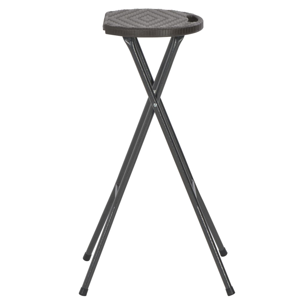 foldbare barstole 2 stk. HDPE og stål brun rattanlook