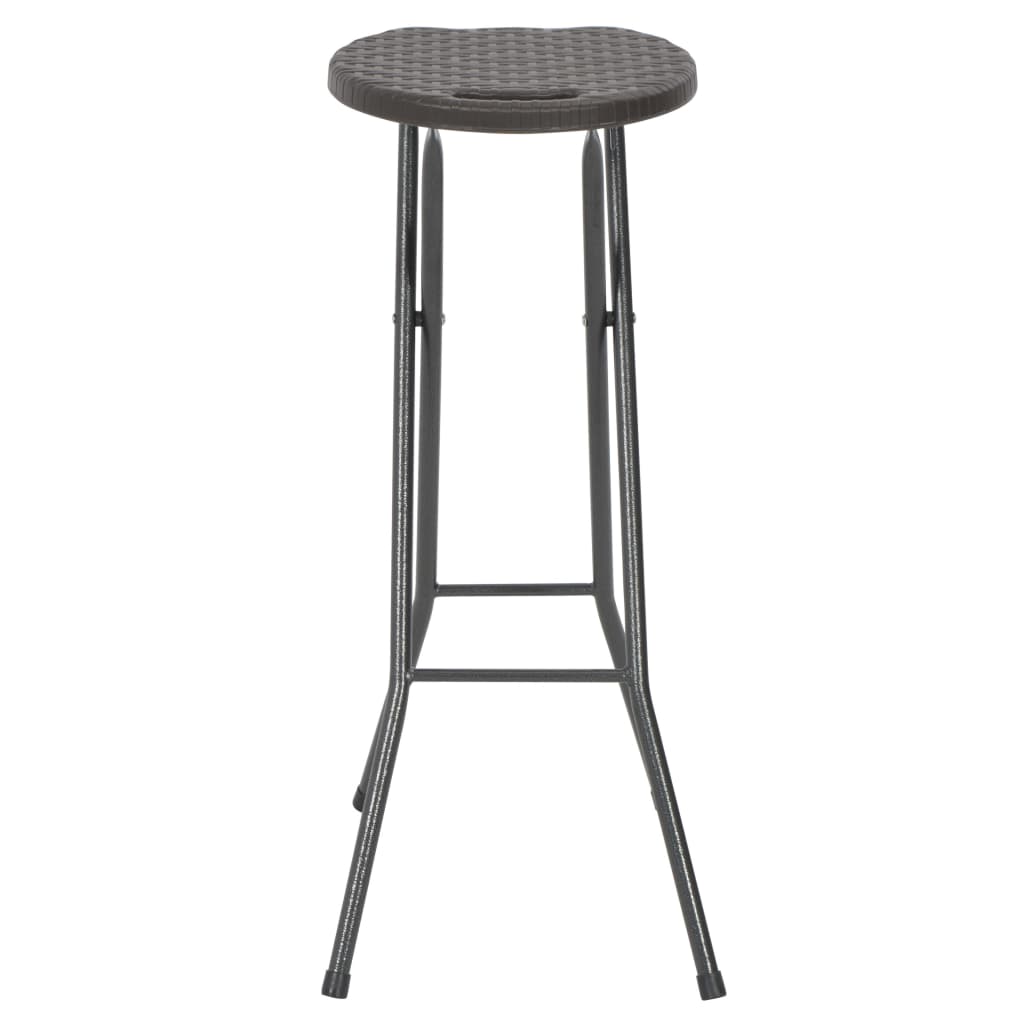 foldbare barstole 2 stk. HDPE og stål brun rattanlook