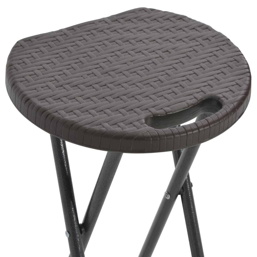 foldbare barstole 2 stk. HDPE og stål brun rattanlook
