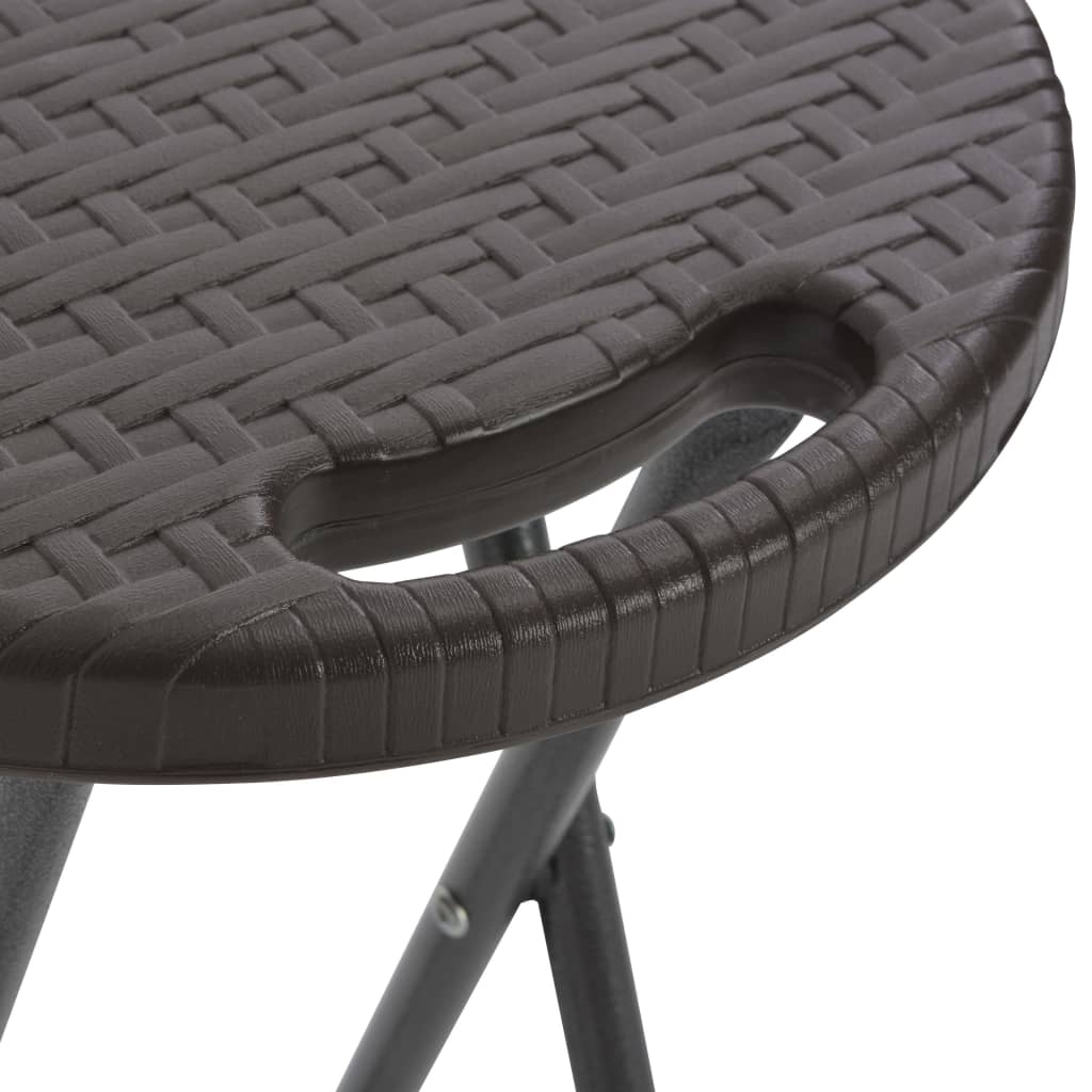 foldbare barstole 2 stk. HDPE og stål brun rattanlook
