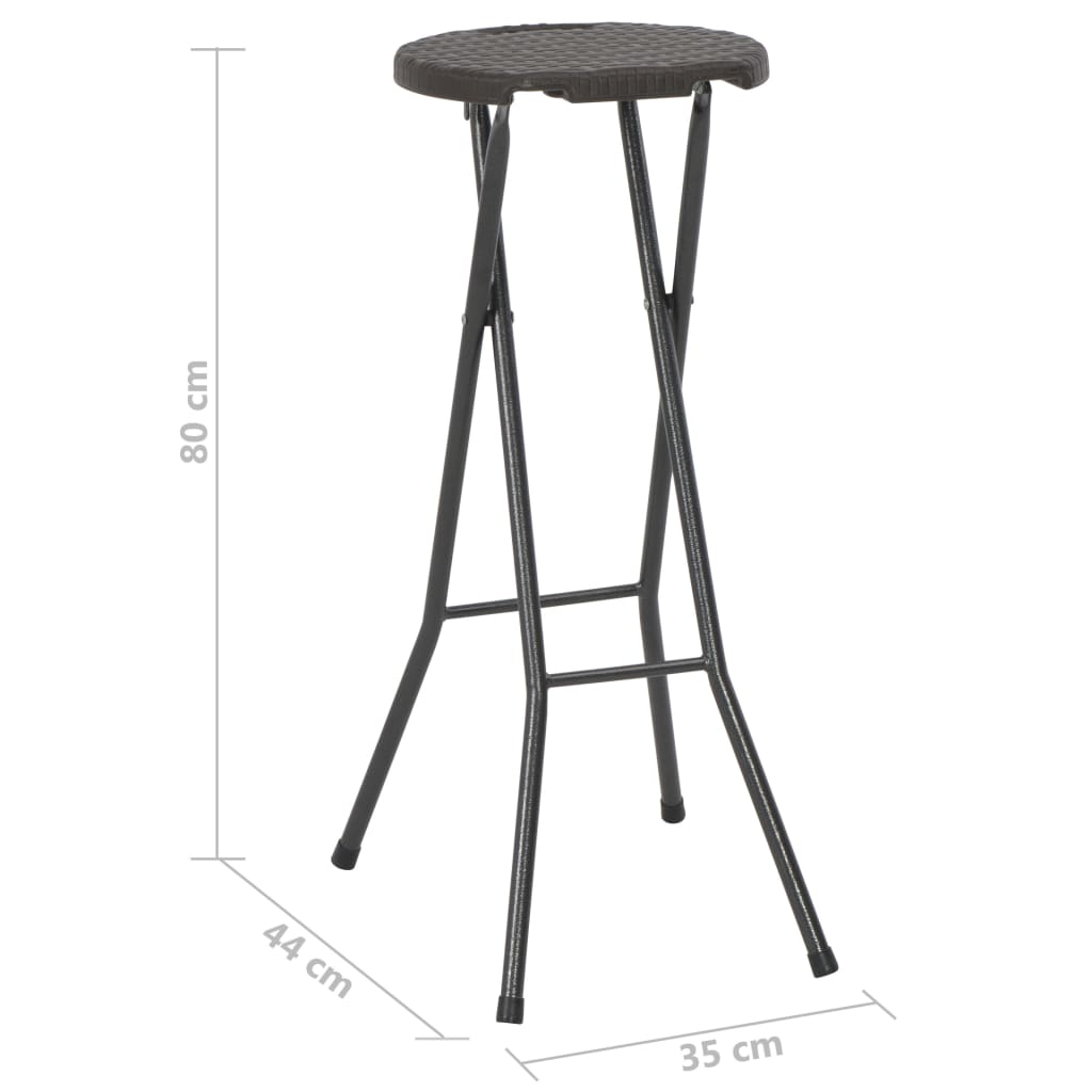 foldbare barstole 2 stk. HDPE og stål brun rattanlook