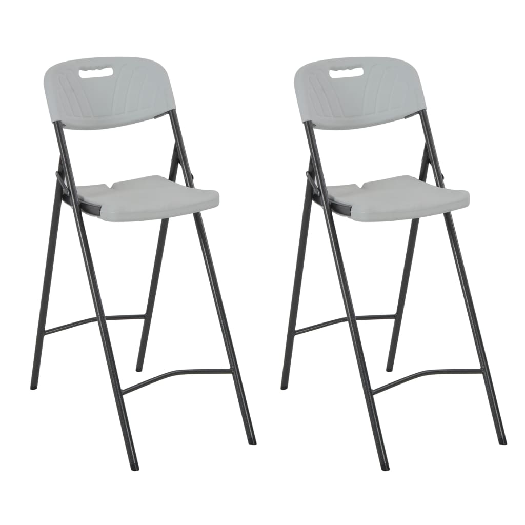 foldbare barstole 2 stk. HDPE og stål hvid