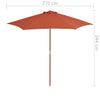 parasol 270 cm træstang terrakottafarvet