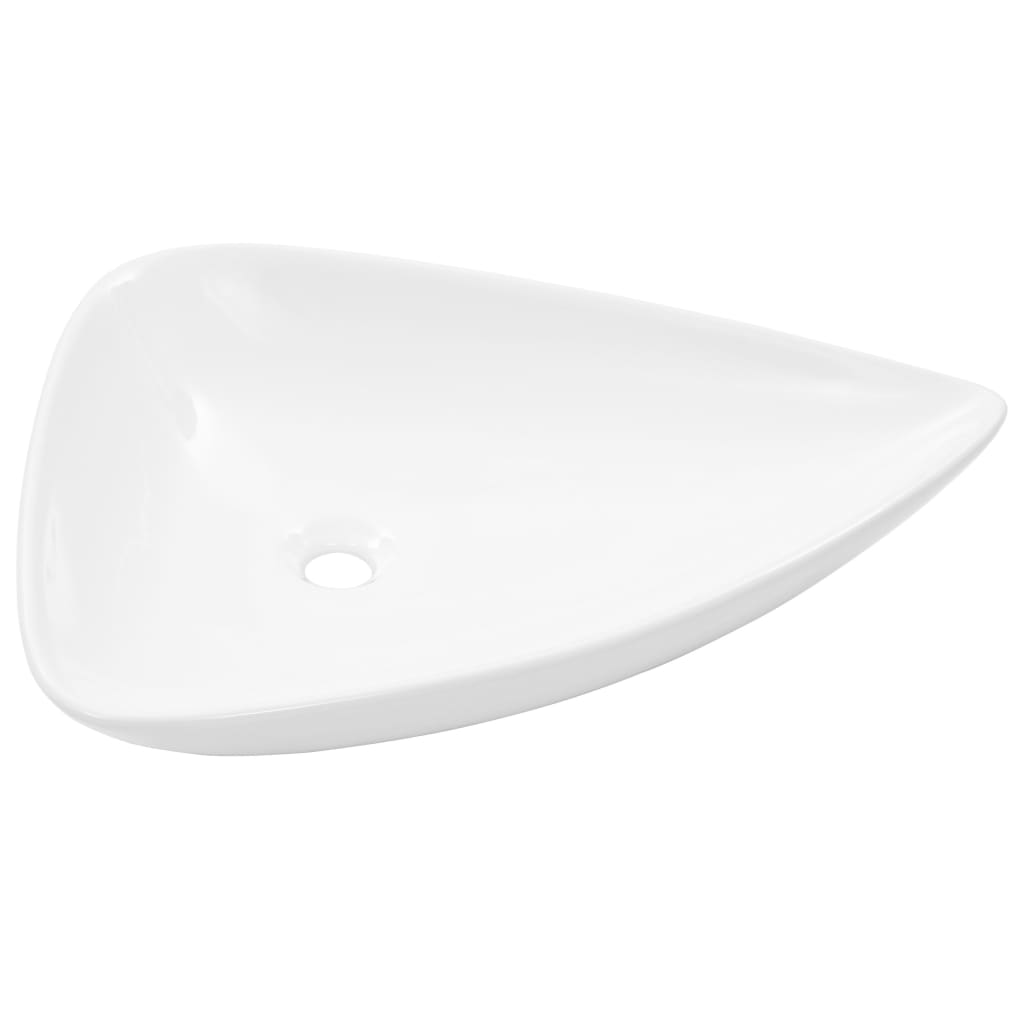 håndvask keramik trekantet hvid 645 x 455 x 115 mm