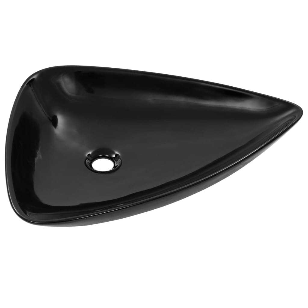 håndvask keramik sort trekantet 645 x 455 x 115 mm