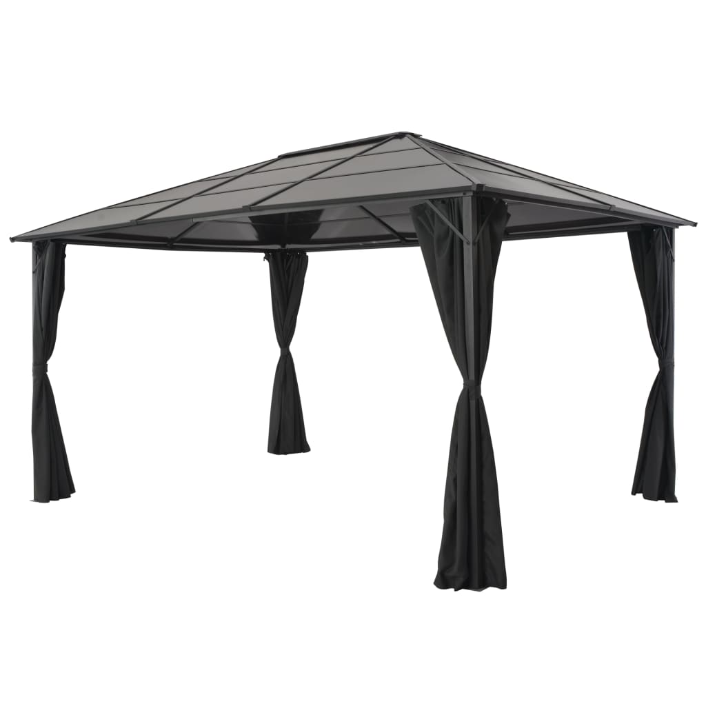 pavillon med gardin aluminium 4 x 3 x 2,6 m sort