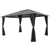 pavillon med gardin aluminium 4 x 3 x 2,6 m sort