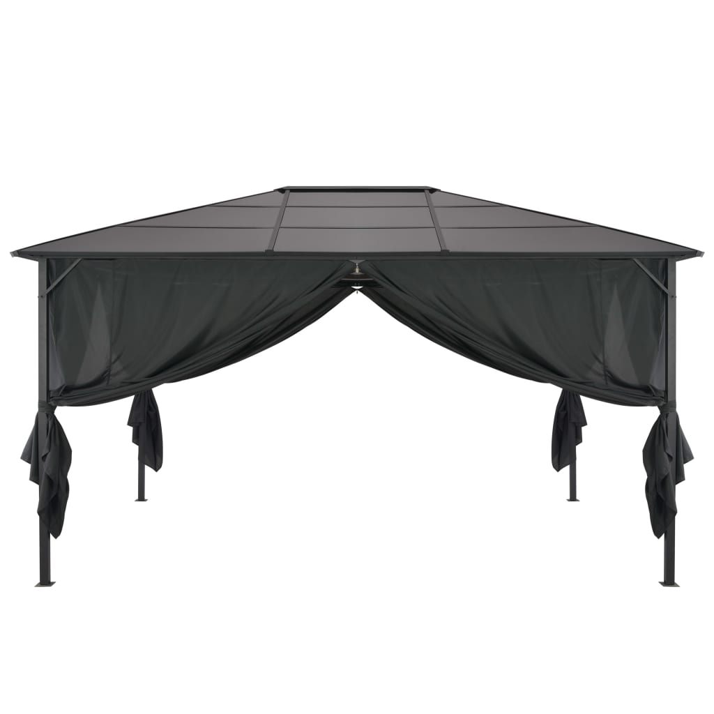 pavillon med gardin aluminium 4 x 3 x 2,6 m sort
