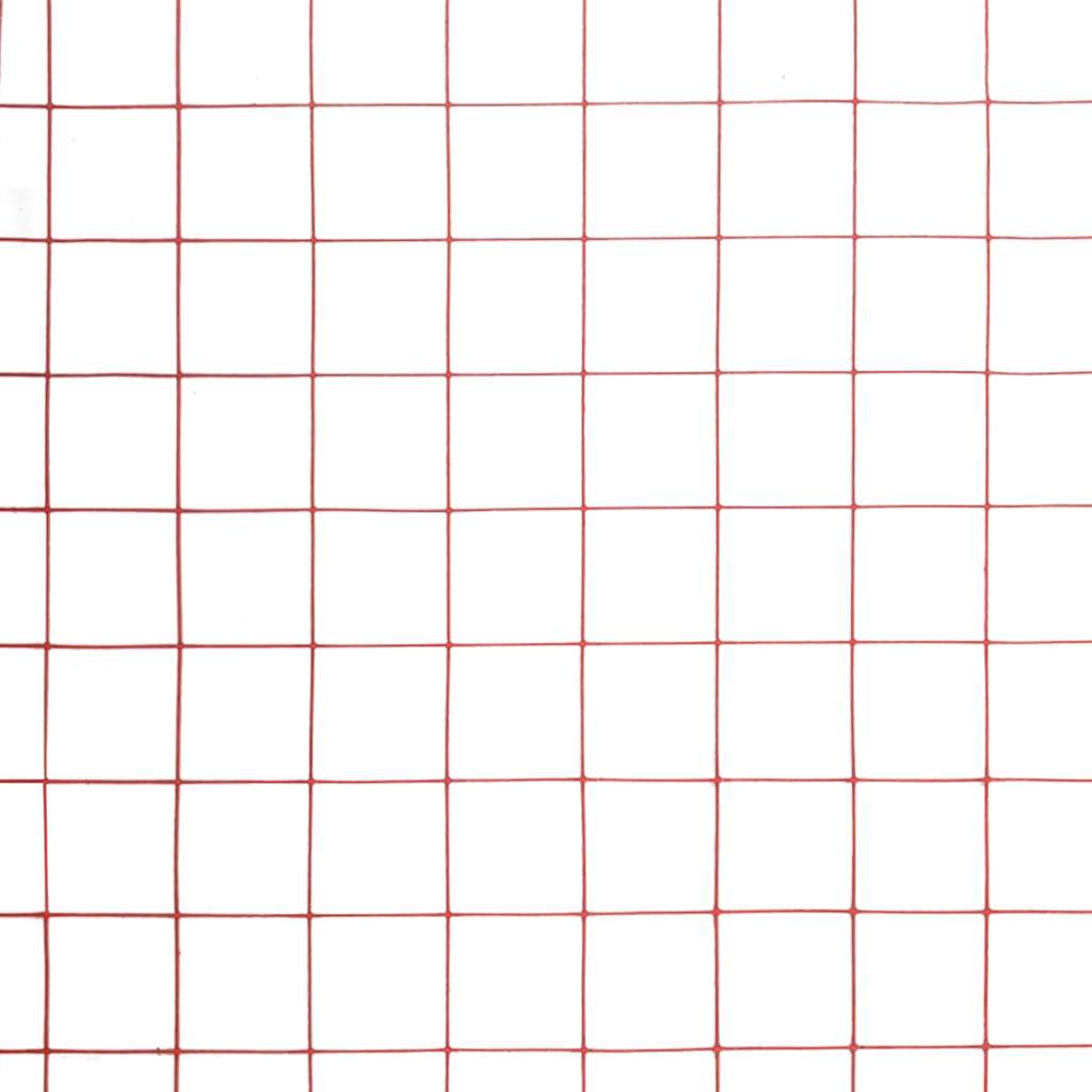 hønsenet stål med PVC-belægning 10 x 1 m rød