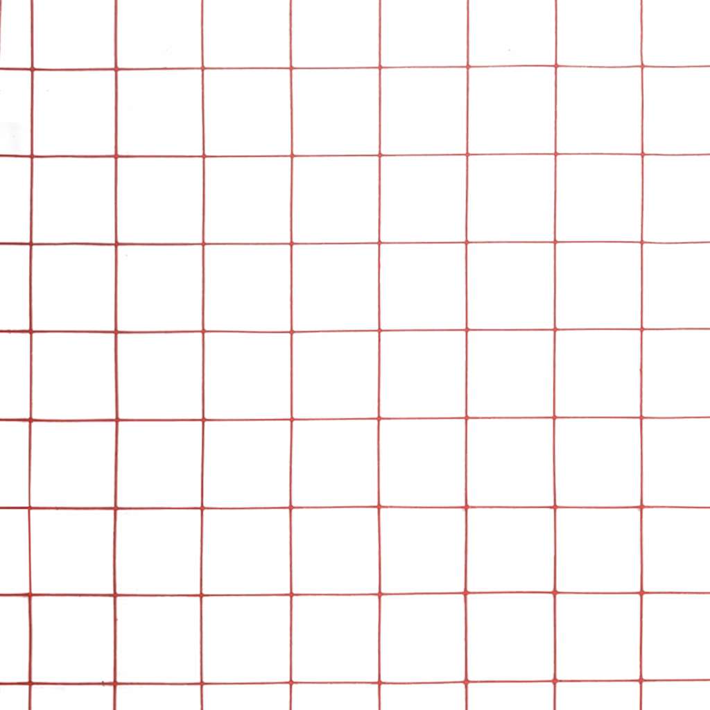 hønsenet stål med PVC-belægning 10 x 1 m rød