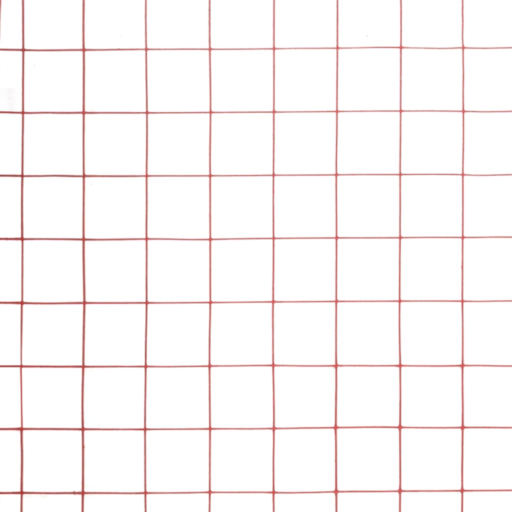 hønsenet stål med PVC-belægning 25 x 1,5 m rød