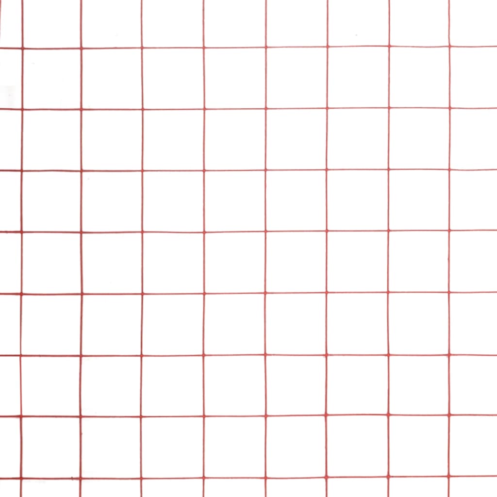 hønsenet stål med PVC-belægning 25 x 1,5 m rød