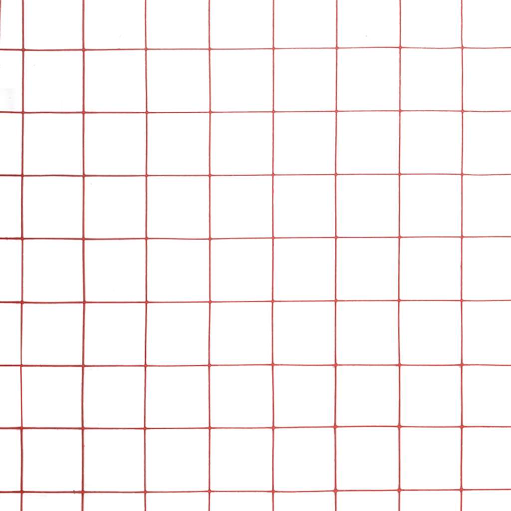 hønsenet stål med PVC-belægning 25 x 1,5 m rød