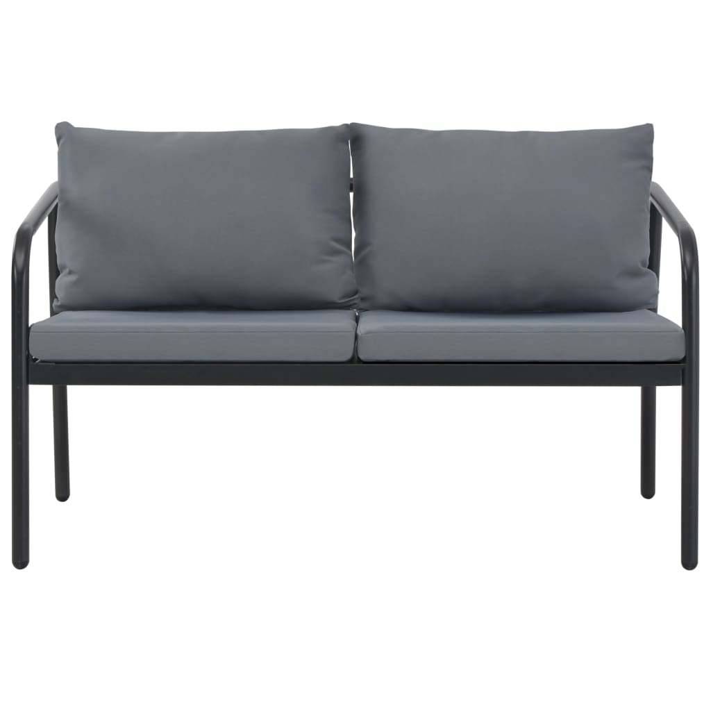 2-personers havesofa med hynder grå aluminium