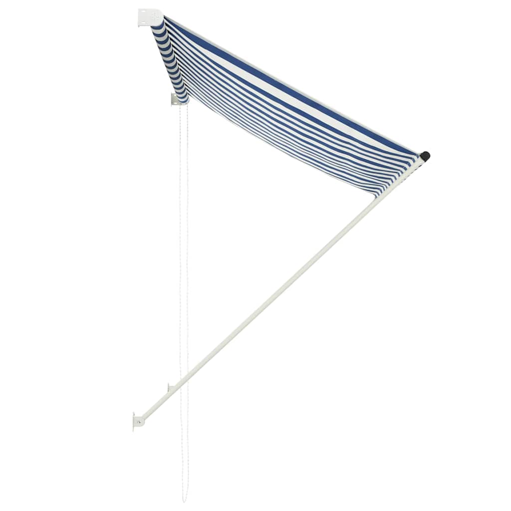 foldemarkise 150x150 cm blå og hvid