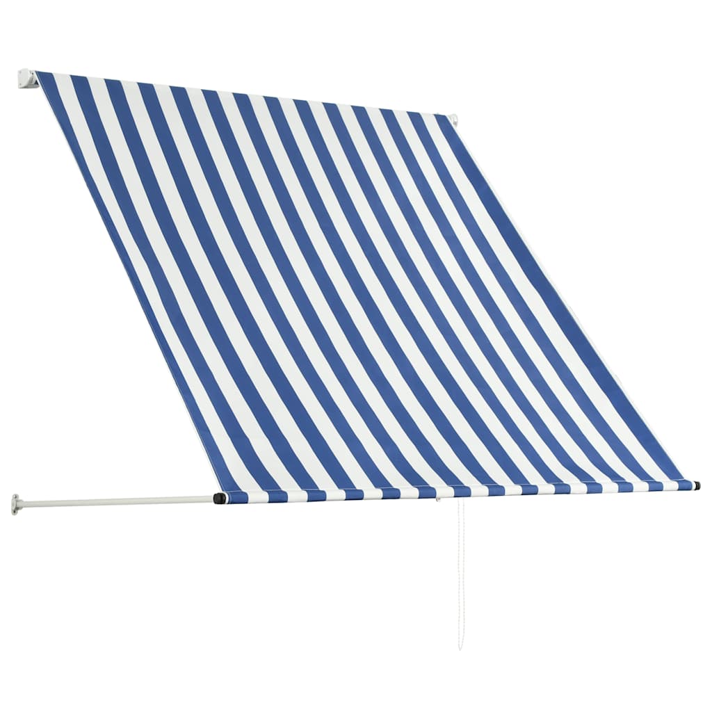 foldemarkise 150x150 cm blå og hvid