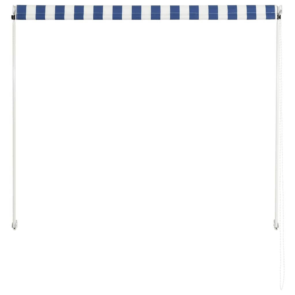 foldemarkise 150x150 cm blå og hvid