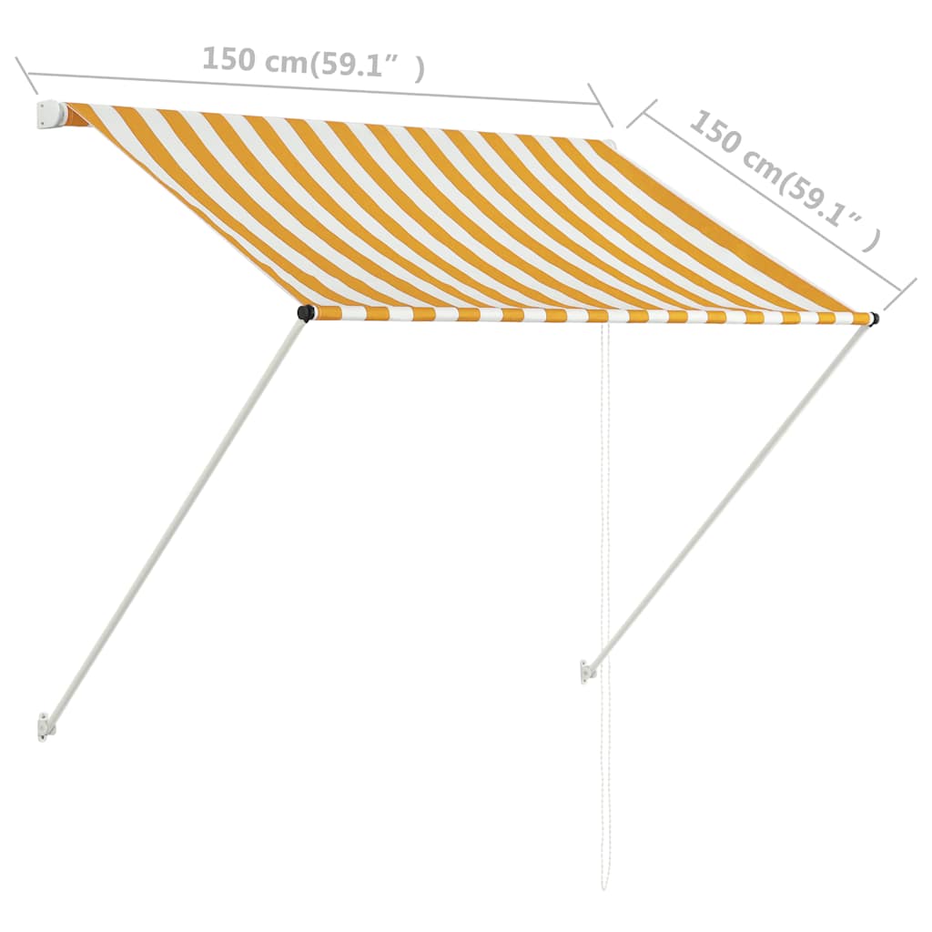 foldemarkise 150x150 cm gul og hvid