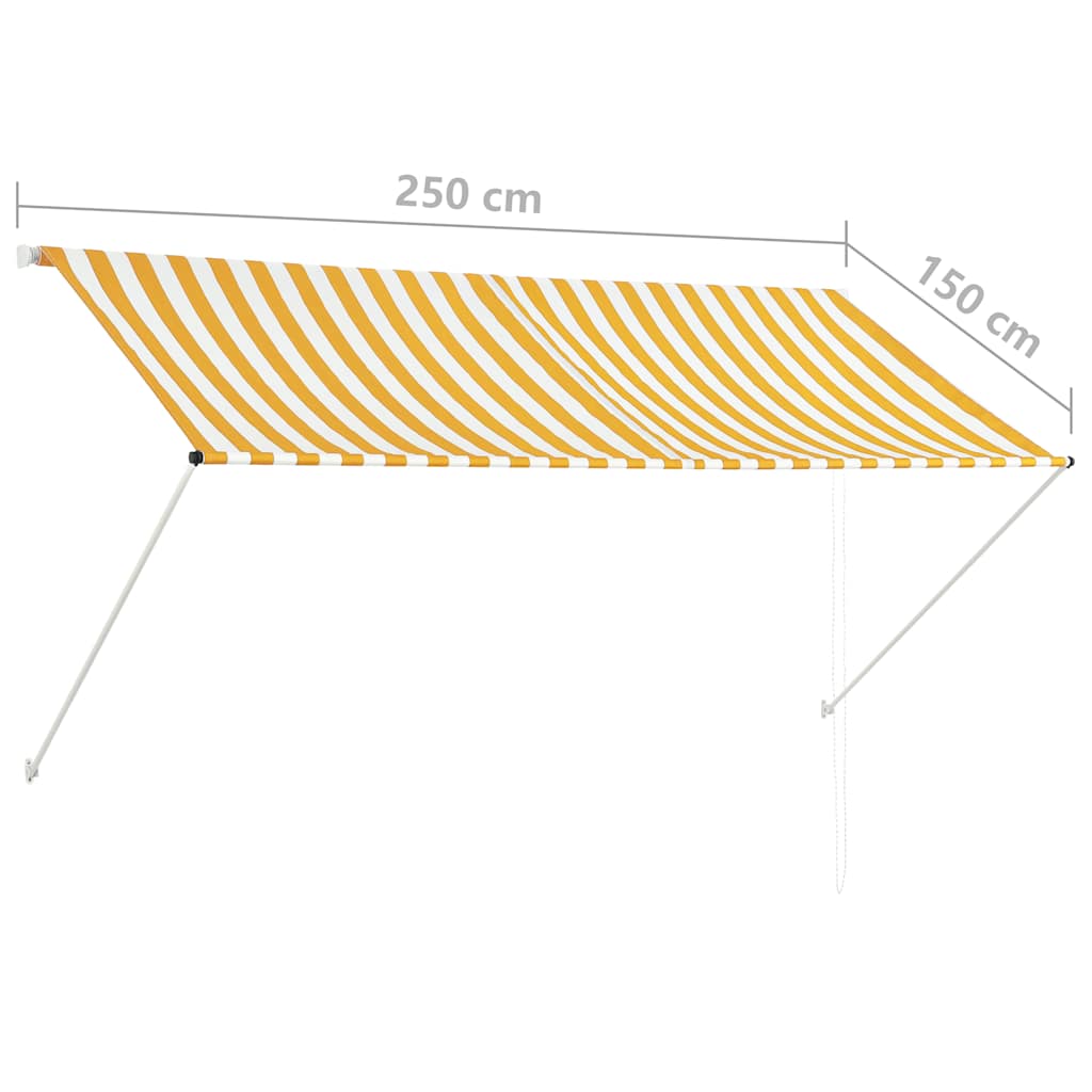 foldemarkise 250x150 cm gul og hvid