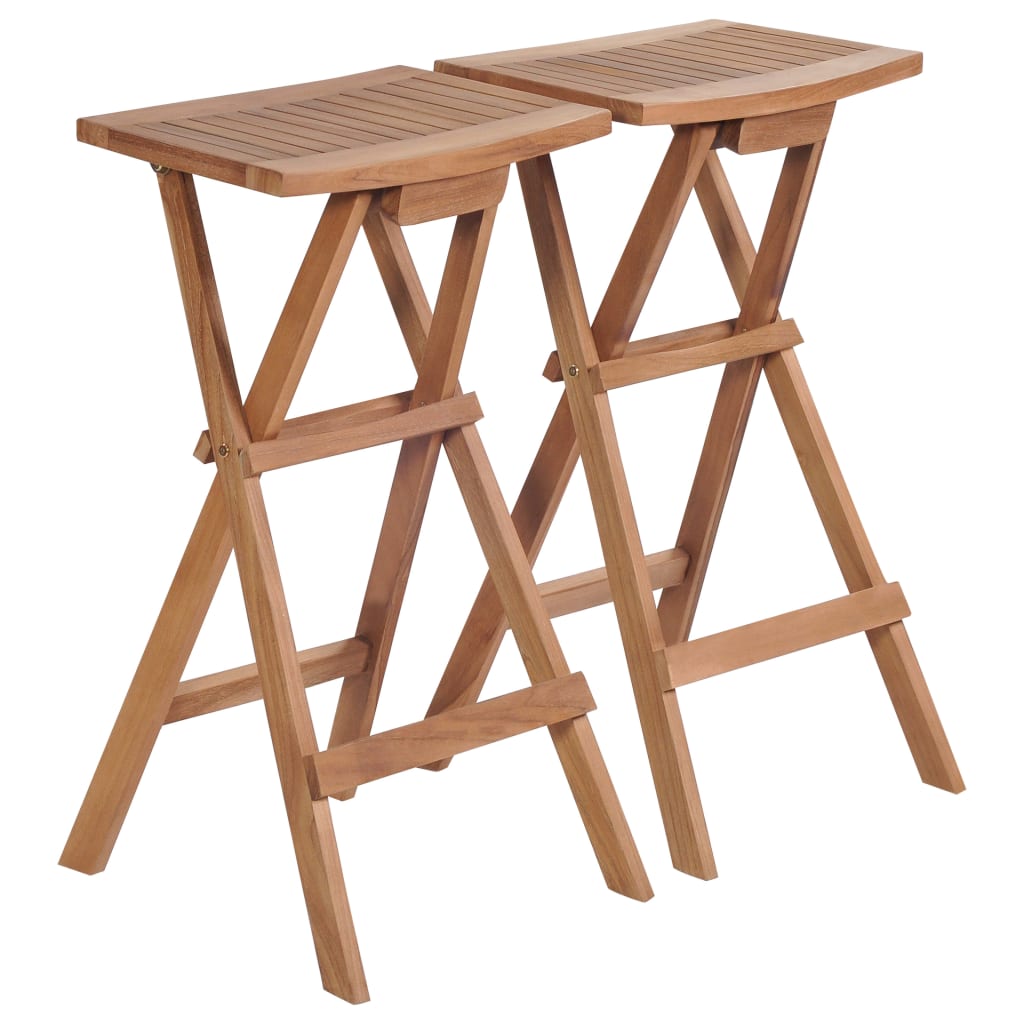foldbare barstole 2 stk. massivt teaktræ