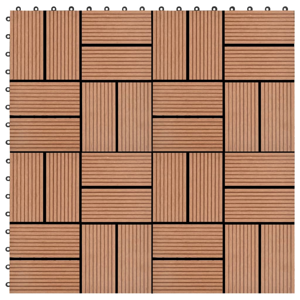terrassefliser 11 stk. WPC 30 x 30 cm 1 m2 brun
