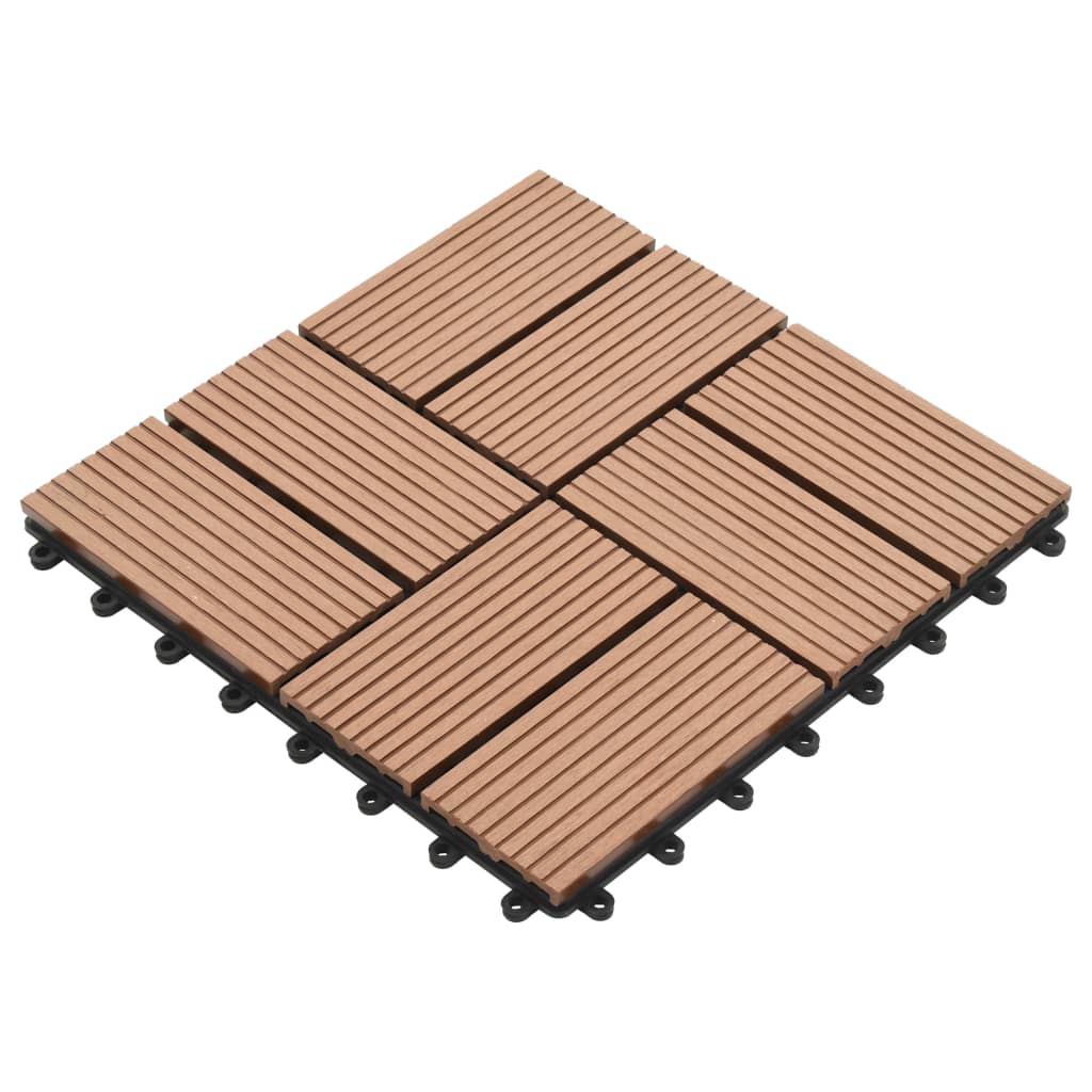 terrassefliser 11 stk. WPC 30 x 30 cm 1 m2 brun