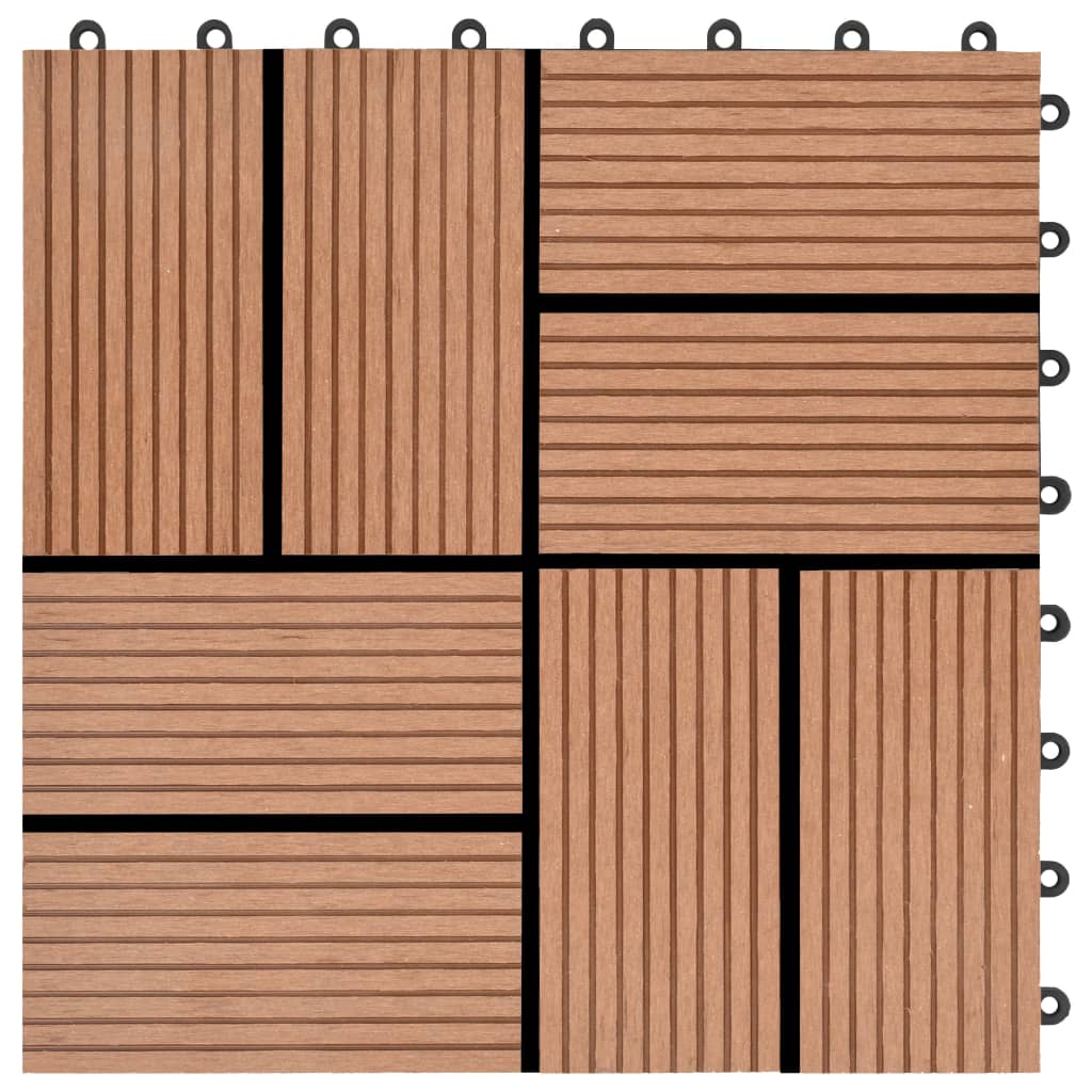 terrassefliser 11 stk. WPC 30 x 30 cm 1 m2 brun