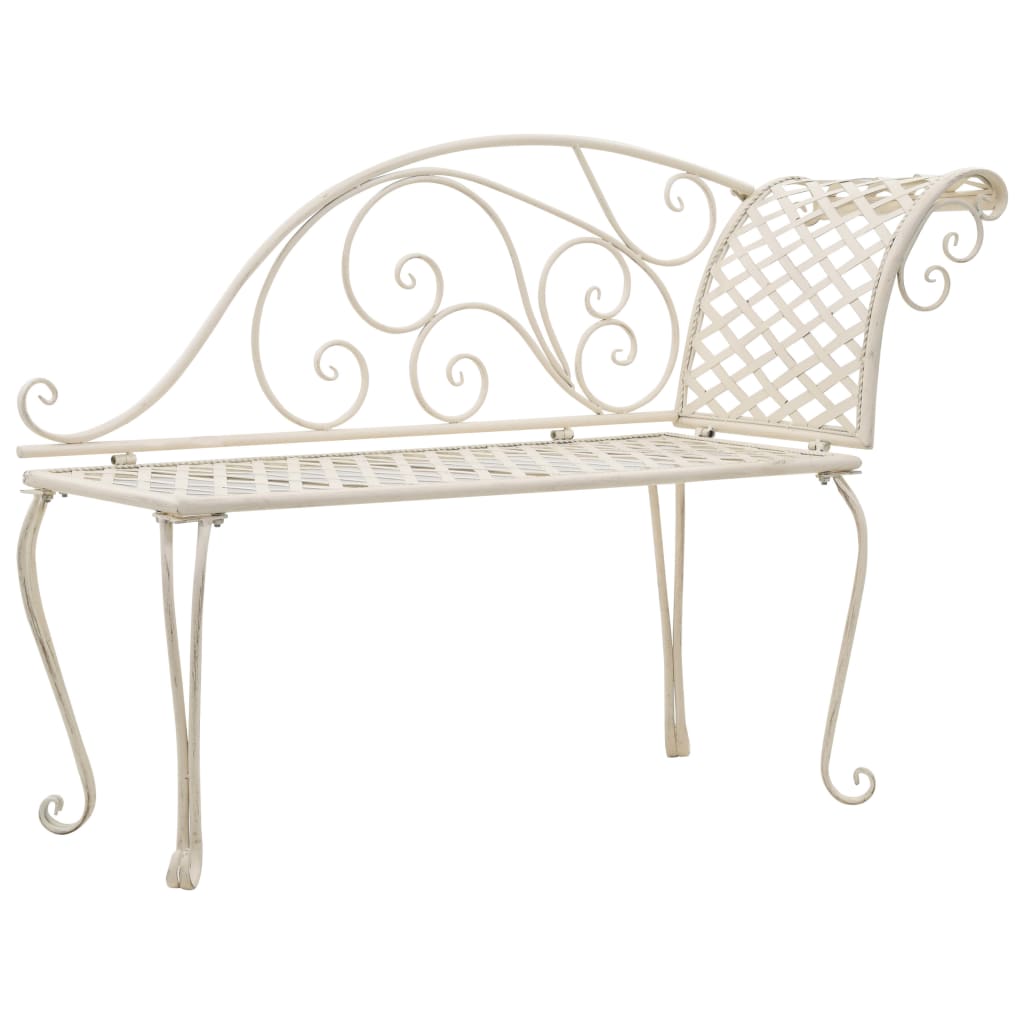 chaiselong til haven 128 cm metal antik hvid