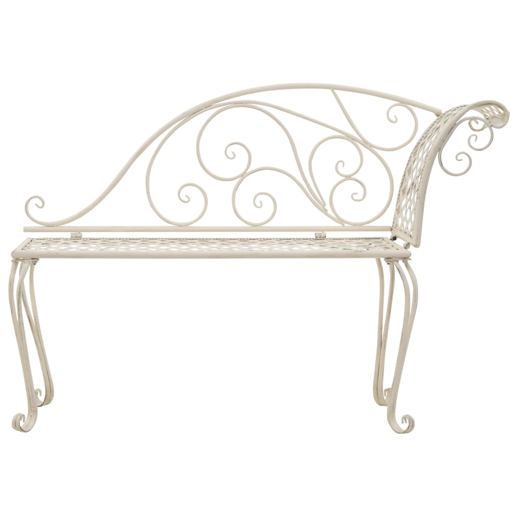 chaiselong til haven 128 cm metal antik hvid