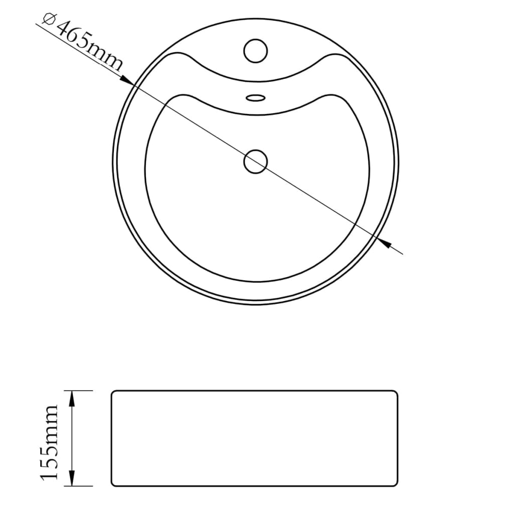 håndvask med overløb 46,5 x 15,5 cm keramik guldfarvet