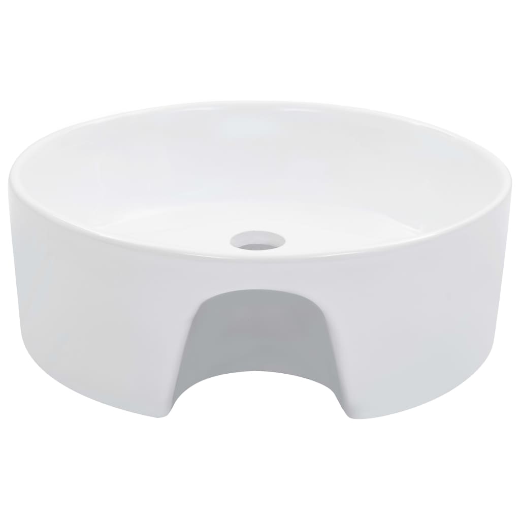 håndvask med overløb 36 x 13 cm keramik hvid