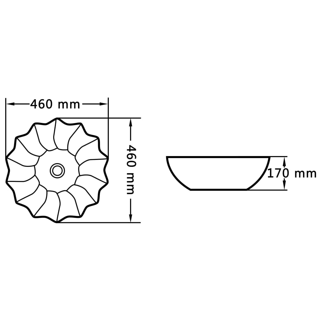 håndvask 46 x 17 cm keramik sort