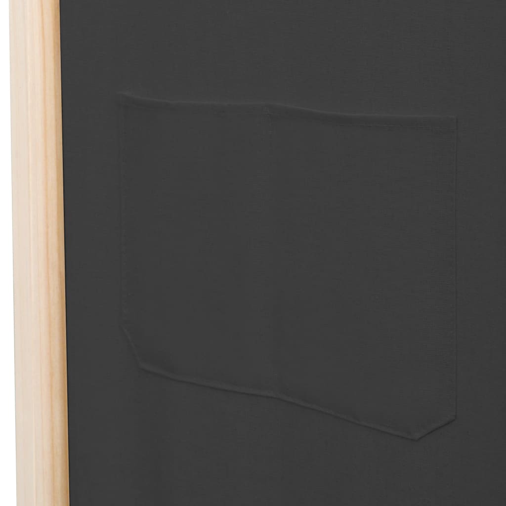 5-panelers rumdeler 200 x 170 x 4 cm stof grå