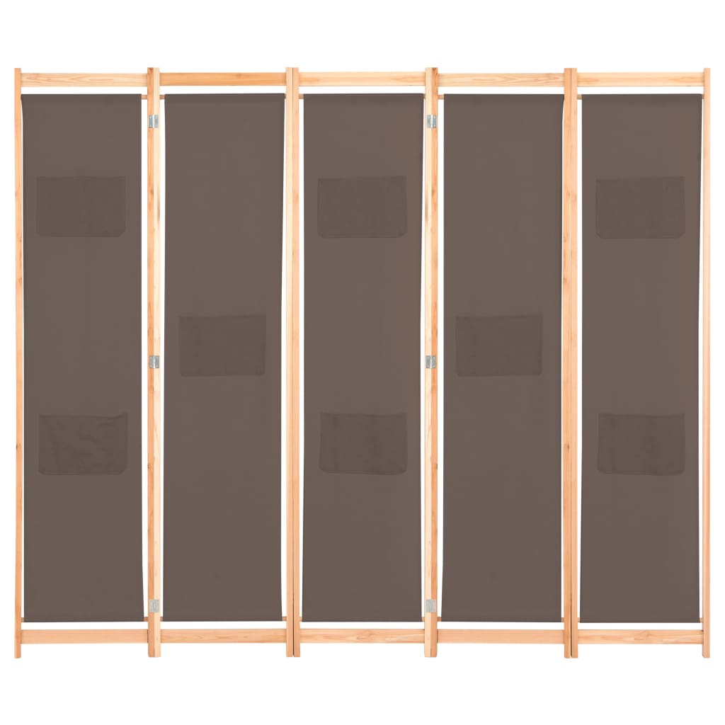 5-panels rumdeler 200 x 170 x 4 cm stof brun
