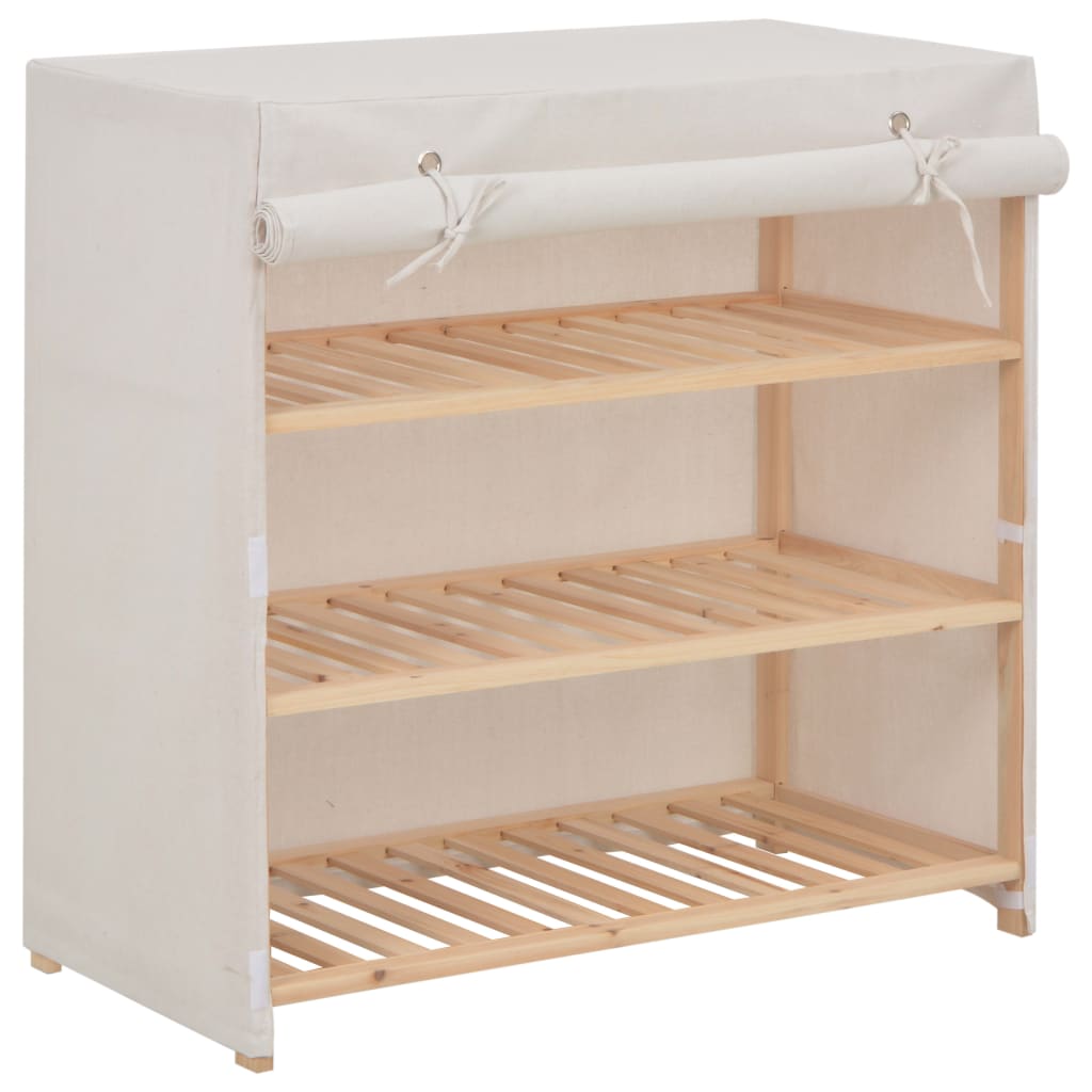 skoskab med overtræk 79 x 40 x 80 cm stof hvid