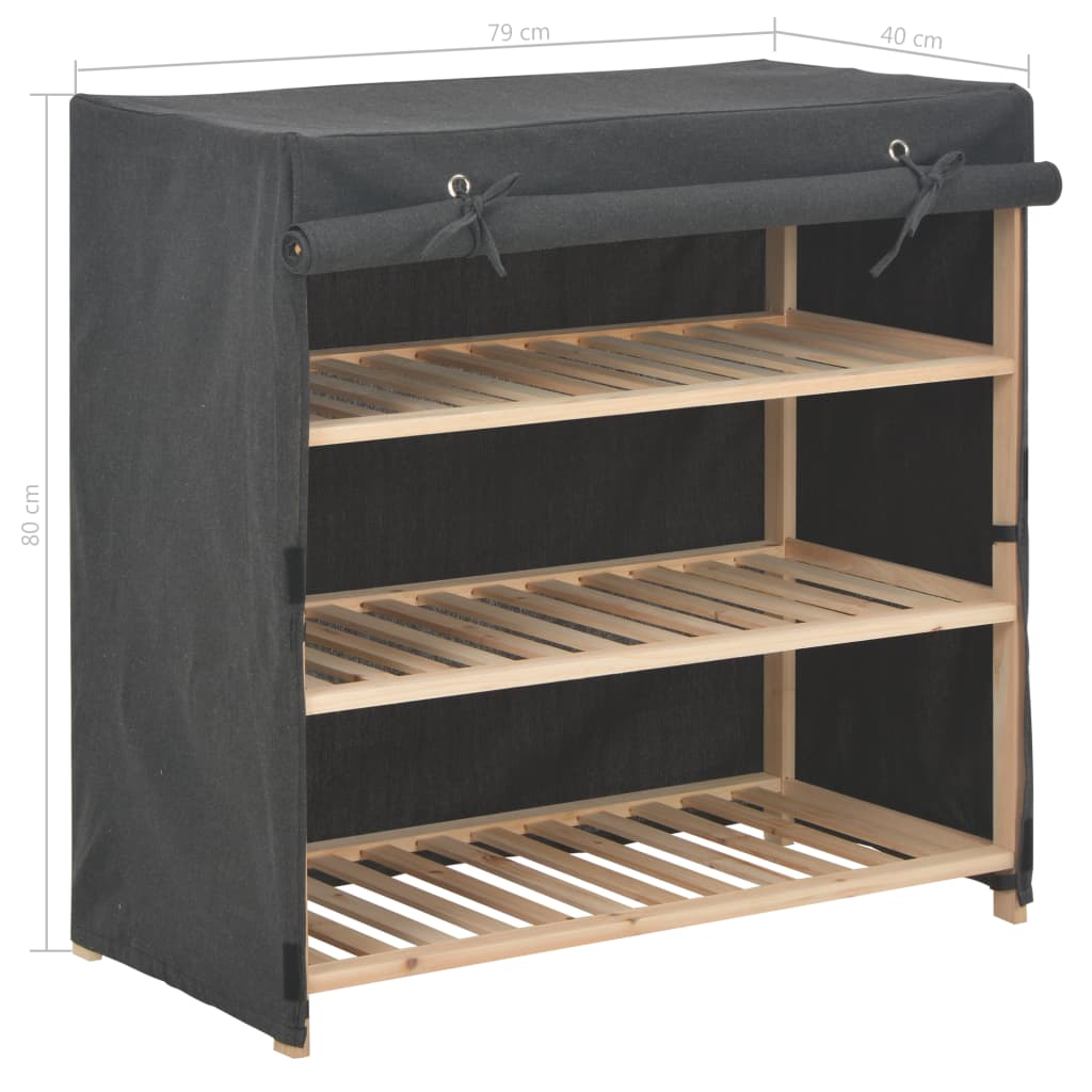 skoskab med overtræk 79 x 40 x 80 cm stof grå