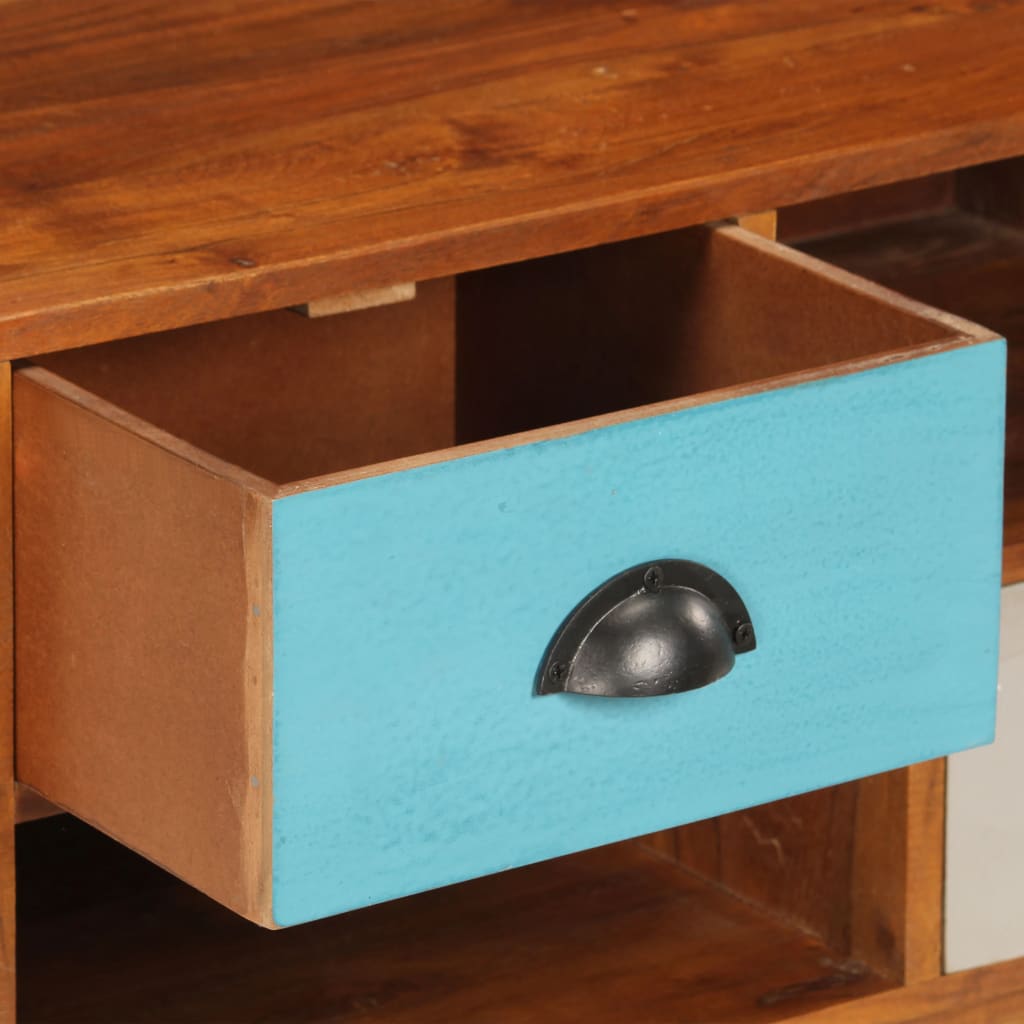 tv-skab med 3 skuffer massivt akacietræ 110 x 35 x 50 cm
