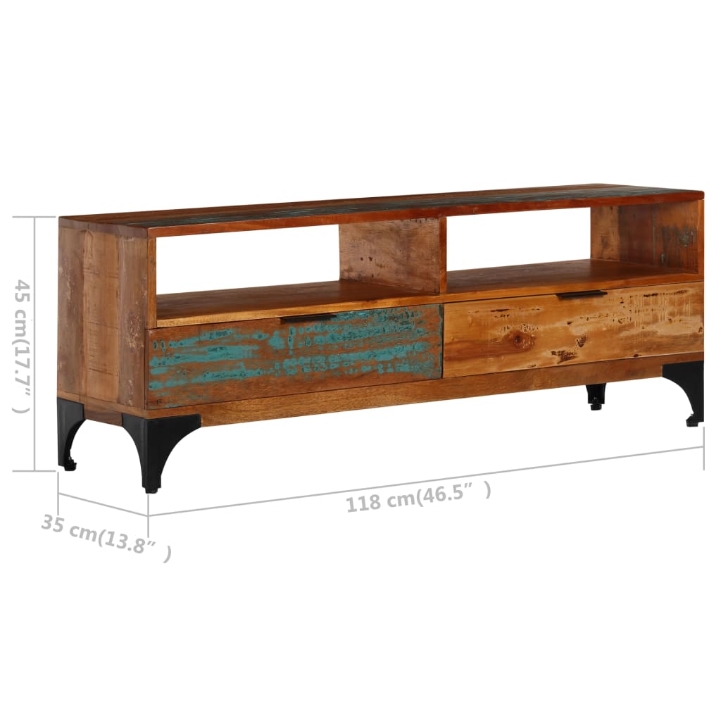 tv-skab 118x35x45 cm massivt genbrugstræ