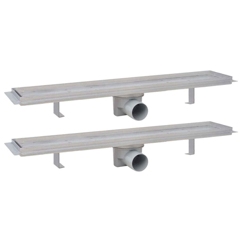 lineære bruseafløb 2 stk. 630 x 140 mm rustfrit stål