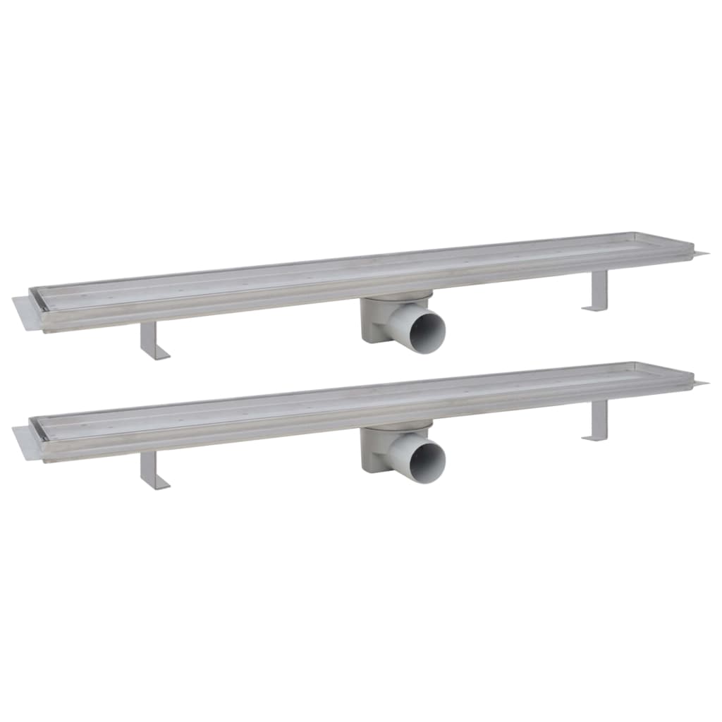lineært bruseafløb 2 stk. 830 x 140 mm rustfrit stål