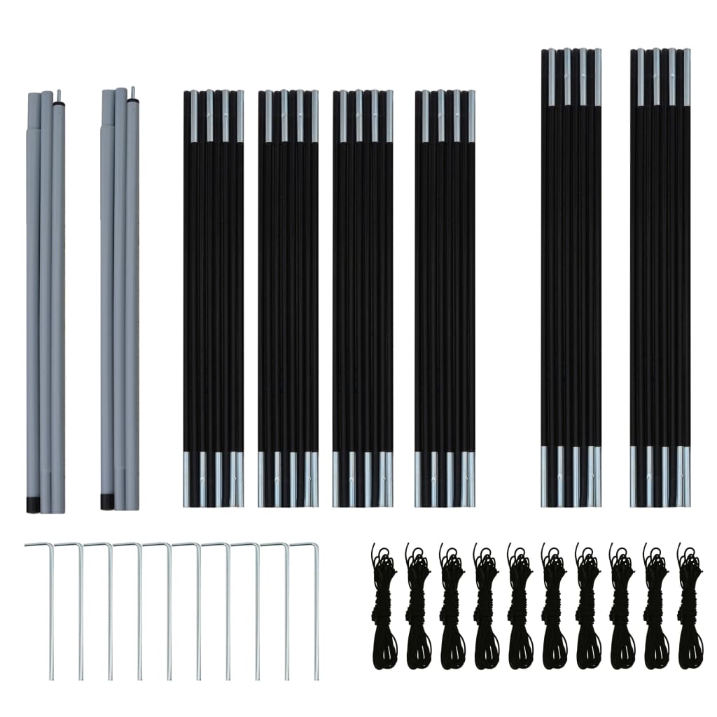 9-personers campingtelt stof blå og grøn