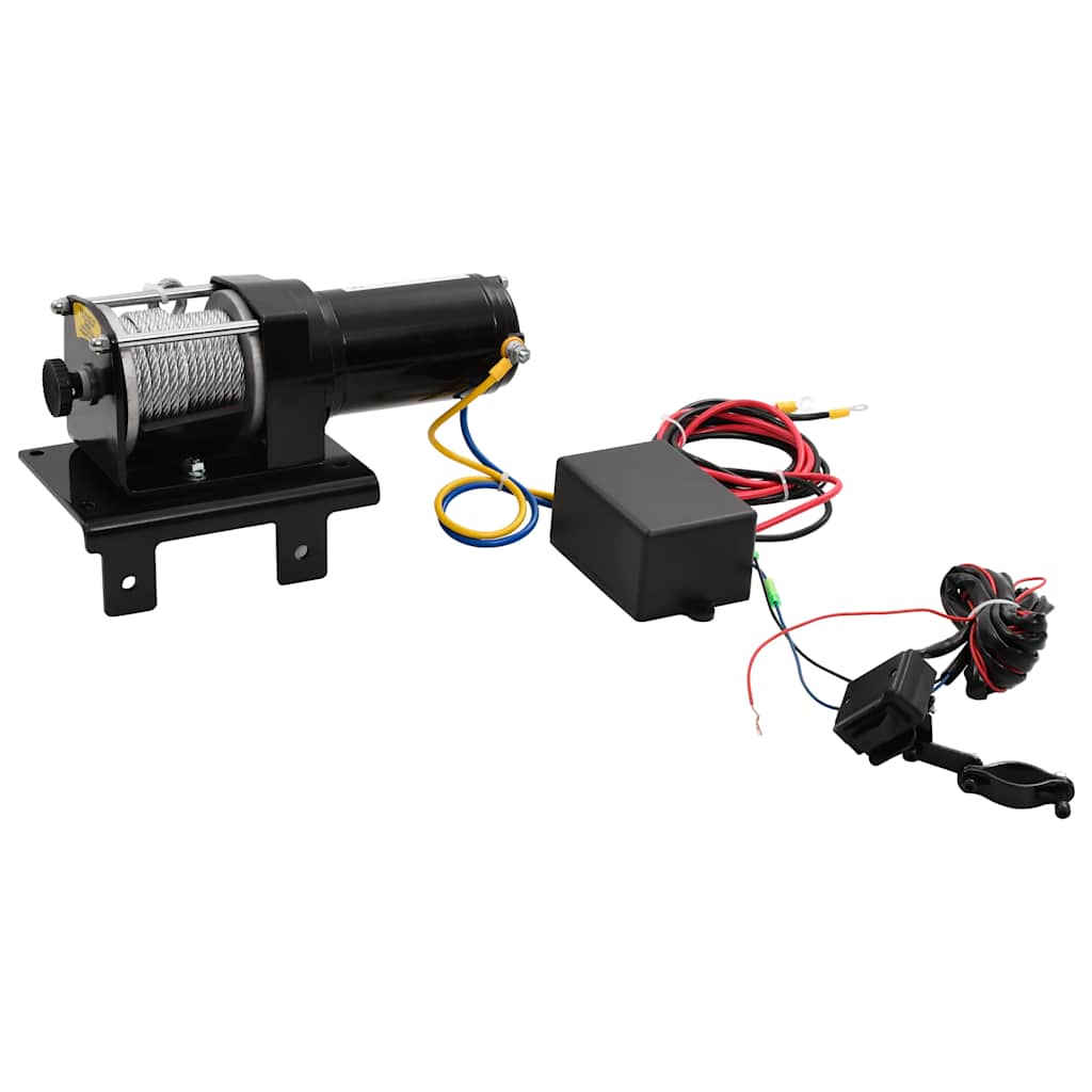 12 V elektrisk kranspil 1360 kg  med monteringsplade og lederulle