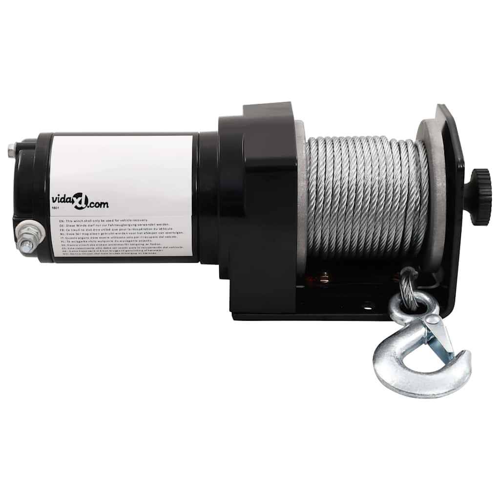 12 V elektrisk kranspil 1360 kg  med monteringsplade og lederulle