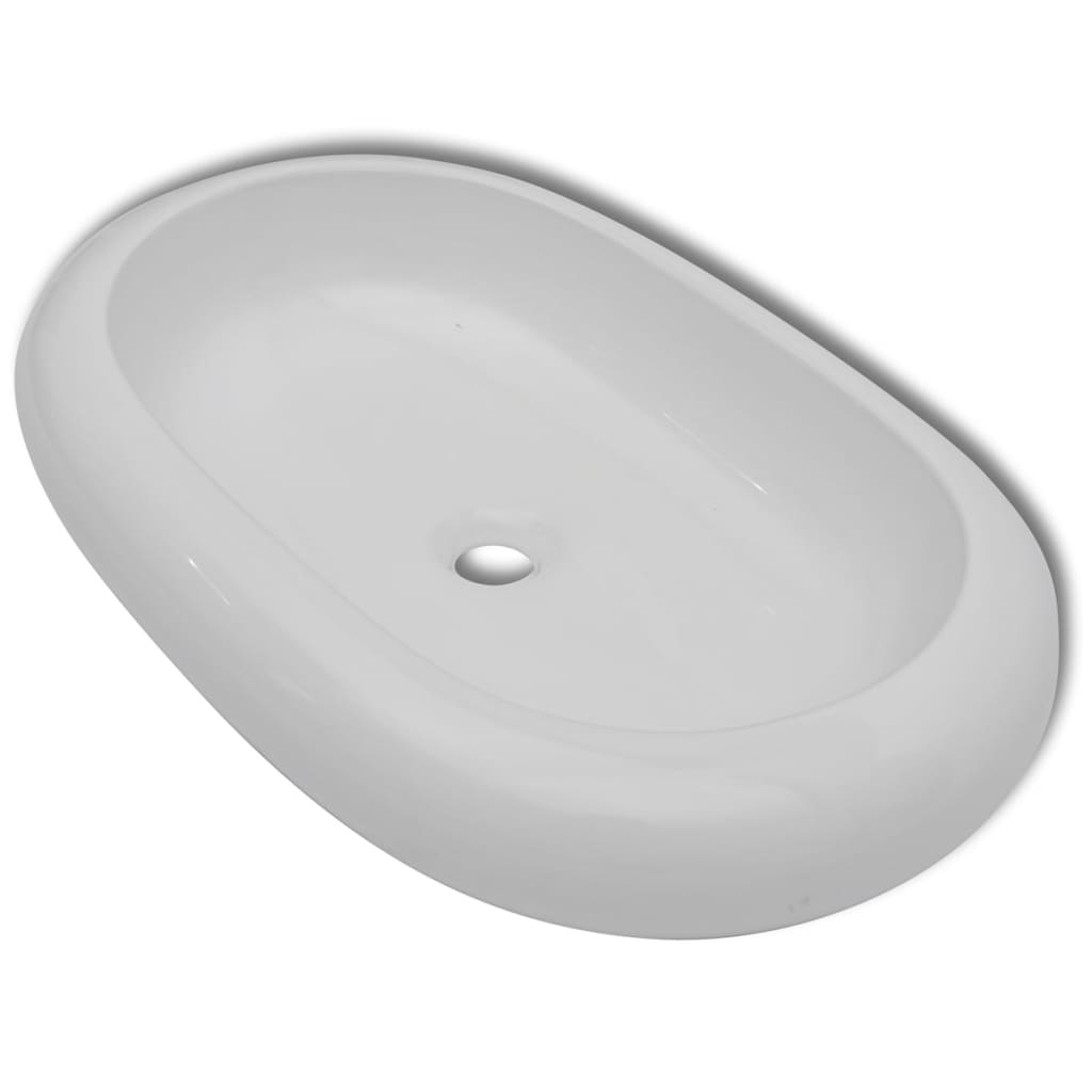keramisk luksushåndvask oval hvid 63 x 42 cm