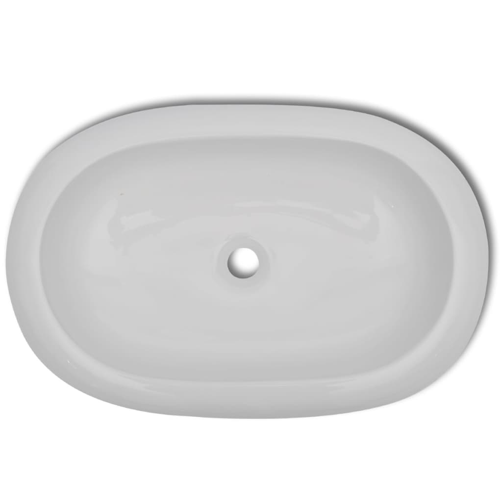 keramisk luksushåndvask oval hvid 63 x 42 cm